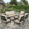 5 Piece Patio Furniture Set, 2 x Swivel Chair, 2 x Ottoman, 1 x 3-Seat Sofa