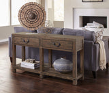 Wooden Console Table with Two Drawers, Brown