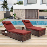 Chaise Lounge Outdoor Wicker Lounge Chairs for Outside PE Rattan Patio Chairs Pool