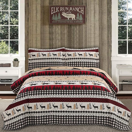 Queen Size Quilt Set Rustic Quilt Bedding Queen Quilt Bed Spread Coverlet Plaid Quilts