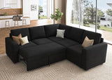 Modular Sectional Sleeper Sofa Bed, Velvet Sectional Couch with Pullout Bed U Shaped