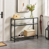 39.5" Console Table with 3 Storage Shelves,Tempered Glass Sofa Table