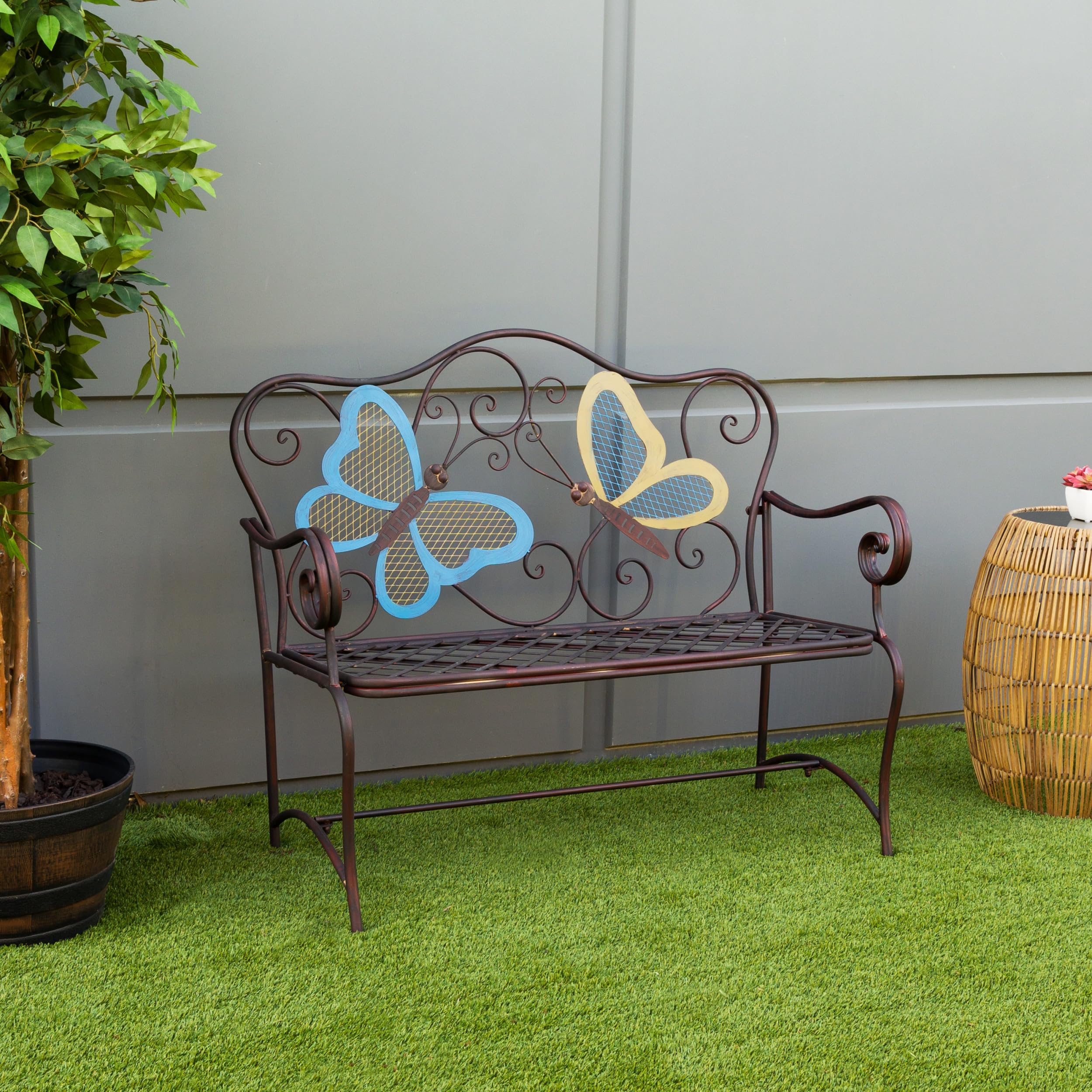 45" x 23" Outdoor 2-Person Butterfly Garden Bench