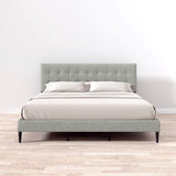 Kaya Upholstered Platform Bed Frame/Buttonless Tufting/Mattress Foundation/Wood