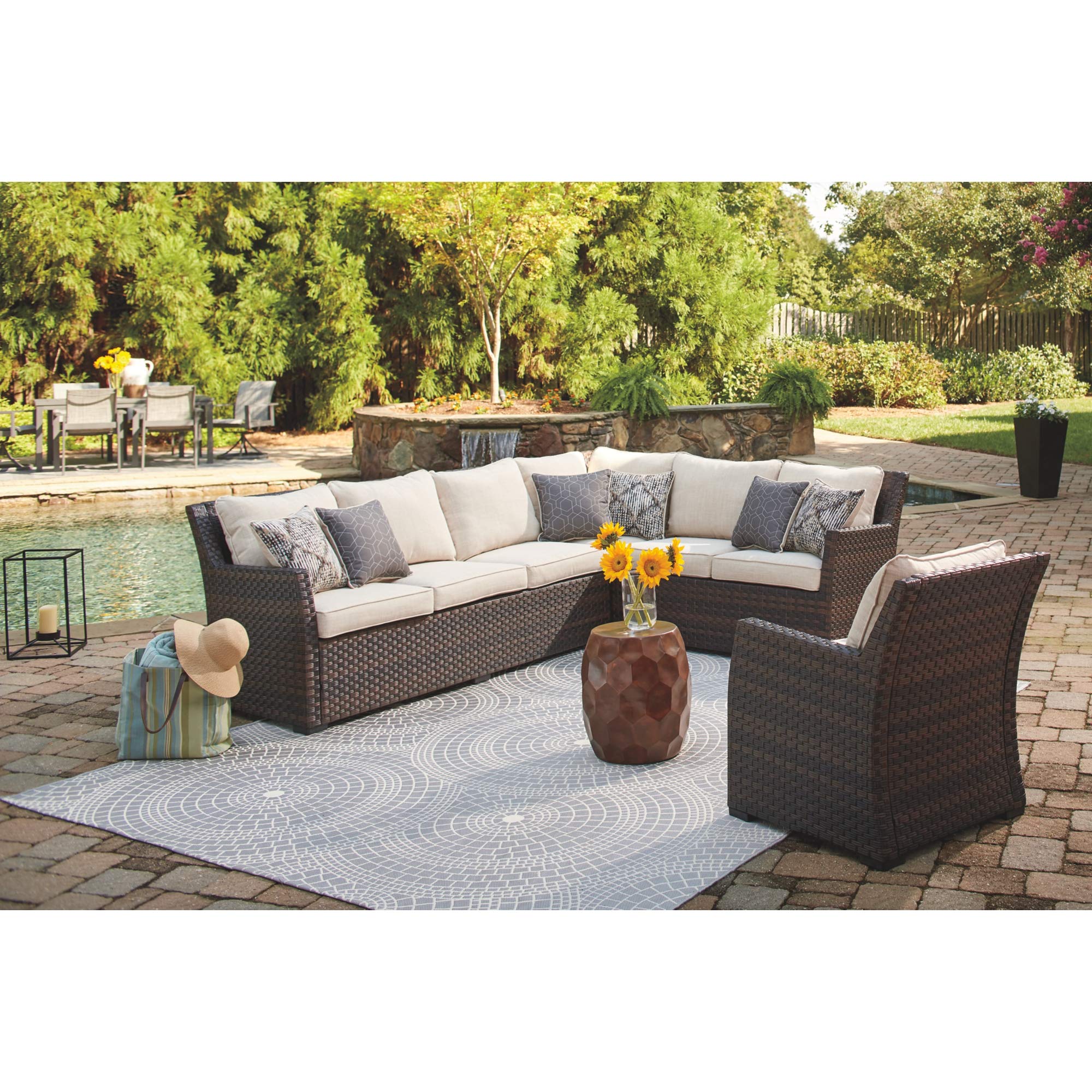 Outdoor Easy Isle Wicker Sofa Sectional, Beige