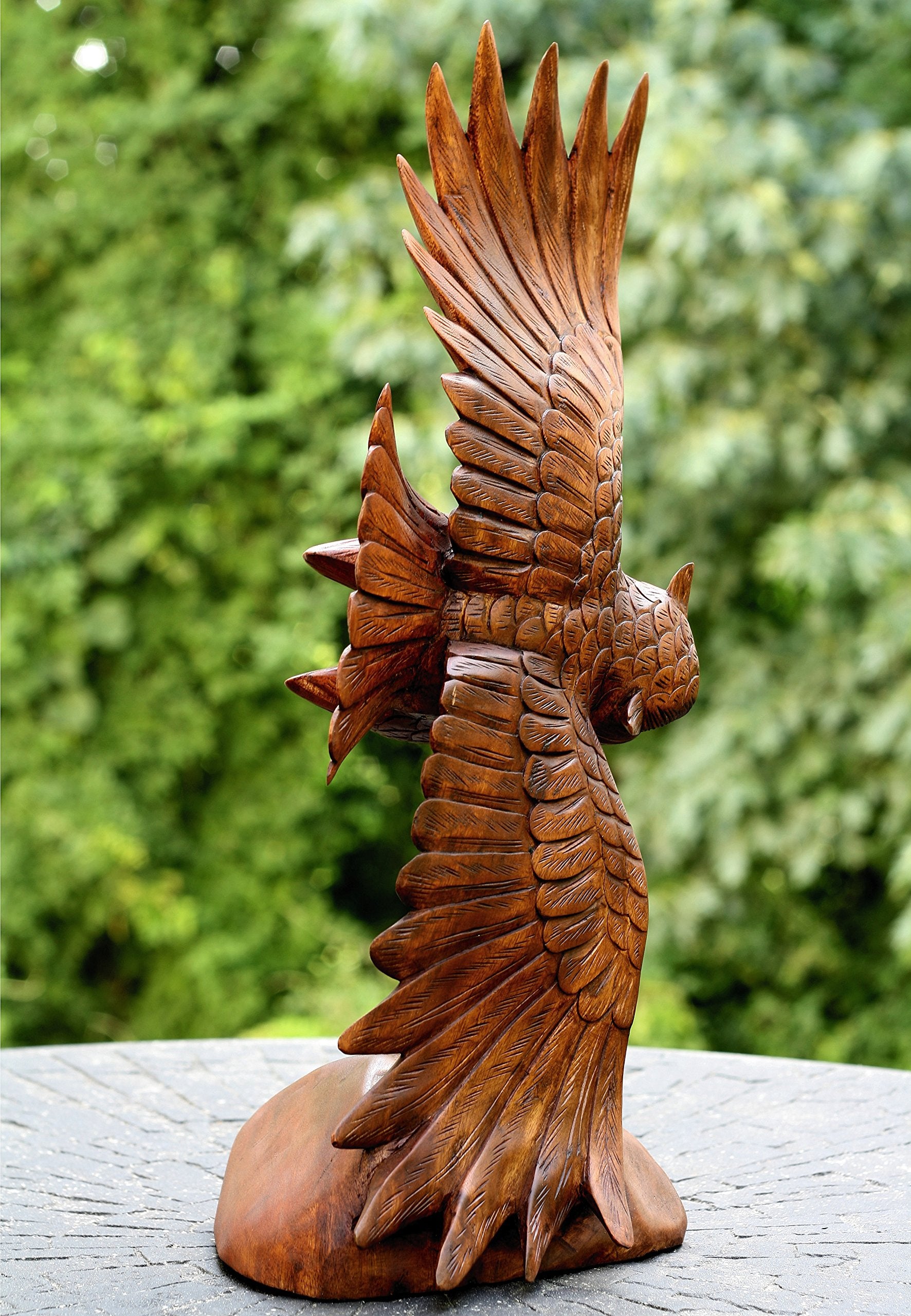 Extra Large Huge 20" Hand Carved Flying Wooden Owl Statue Figurine