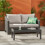 Antibes Outdoor Wicker Loveseat and Table Set