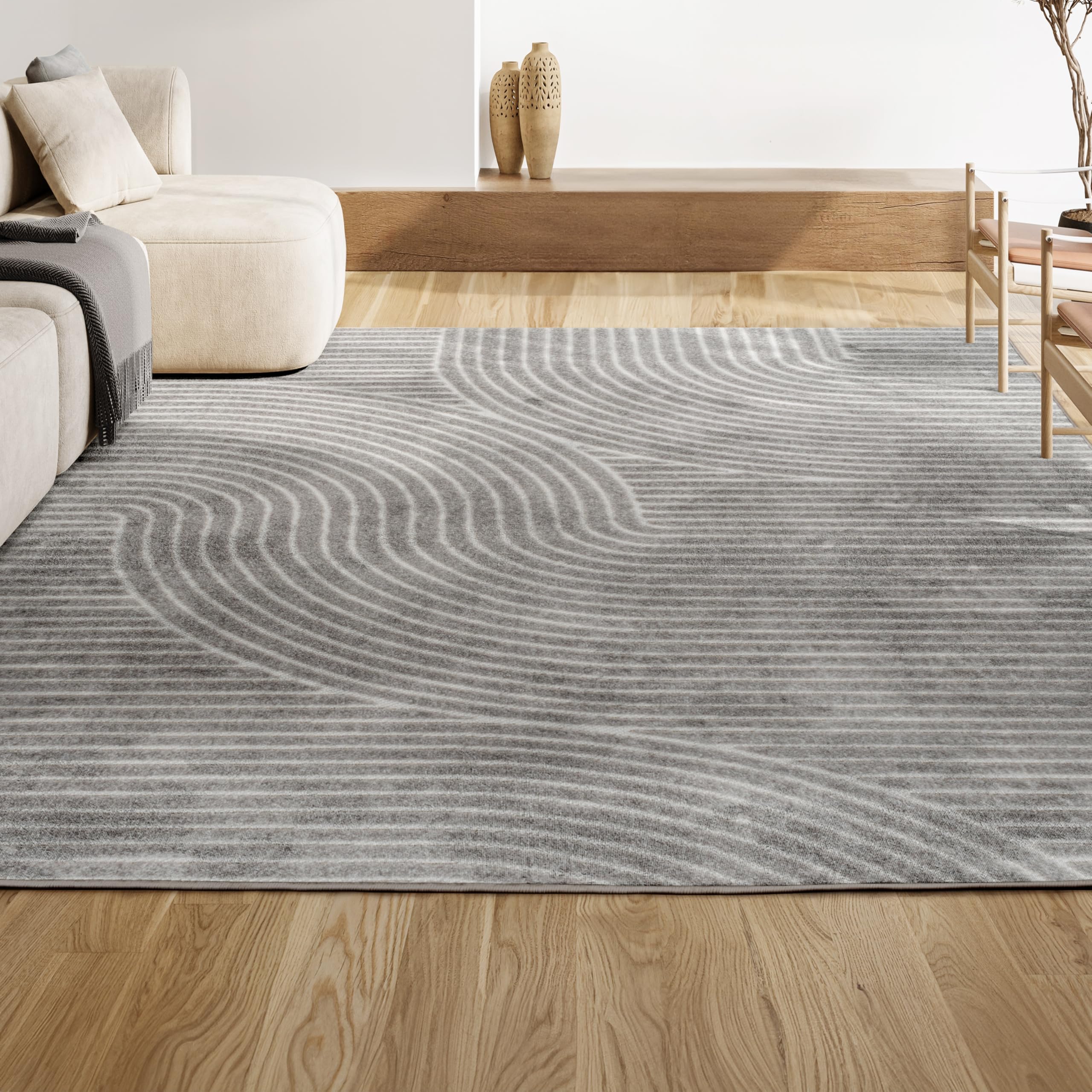 SCN100A-8 Skagen High-Low Minimalist Curve Geometric Indoor/Outdoor Area Rug