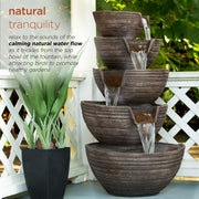 TZL101 Outdoor Floor 5-Tiered Bowl Fountain with LED Lights