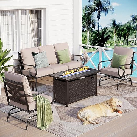 Oversized Patio Furniture Set with Fire Pit Table