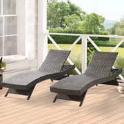 Set of 2), Outdoor PE Rattan Adjustable Recliner with 5-Level Backrest, Weatherproof