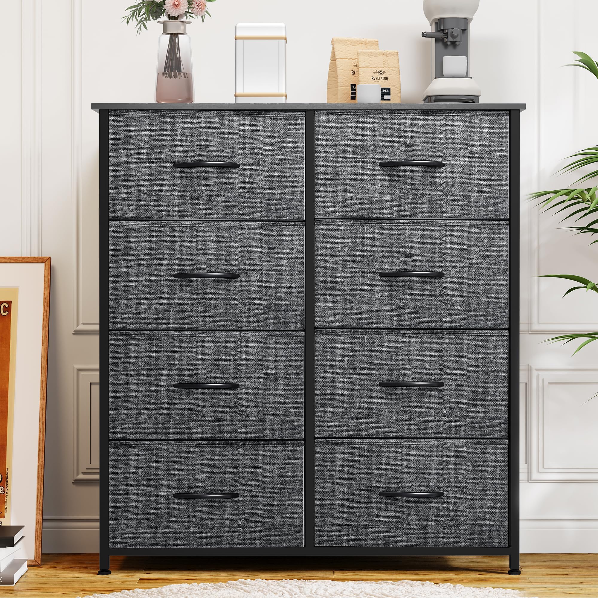 Bedroom, Fabric Dresser with 8 Drawers,Tall Dresser,Chest of Drawers for Closet