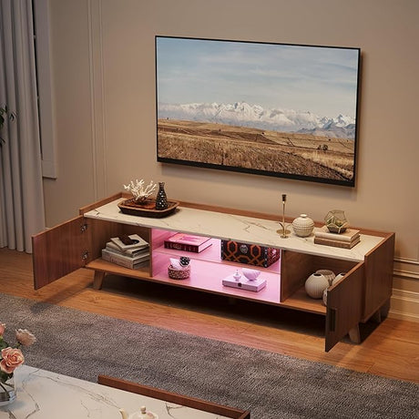 TV Stand and Coffee Table Set of 2, 65" Modern High Gloss Entertainment Center LED