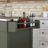 Mobile Kitchen Island Cart with Stainless Steel Top, Sage Green