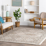 5x8 Becca Traditional Tiled Area Rug, Beige, Faded Transitional Design, Stain Resistant,