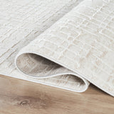 Beige Geometric Area Rug 6x9 - Modern Grid Pattern for Living Room & Bedroom