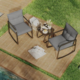 3 Piece Outdoor Rocking Bistro Set, Black Steel Furniture