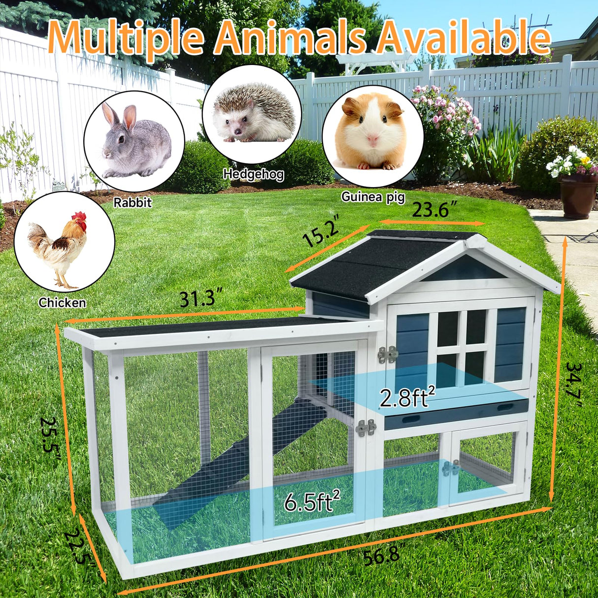 Rabbit Hutch 2-Story Bunny Cage Small Animal House