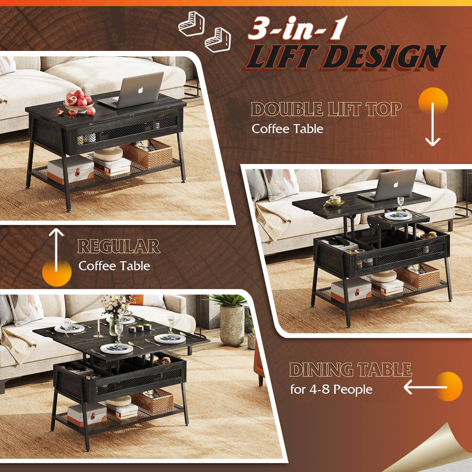 Coffee Table, Lift Top Coffee Table with Hidden Compartment
