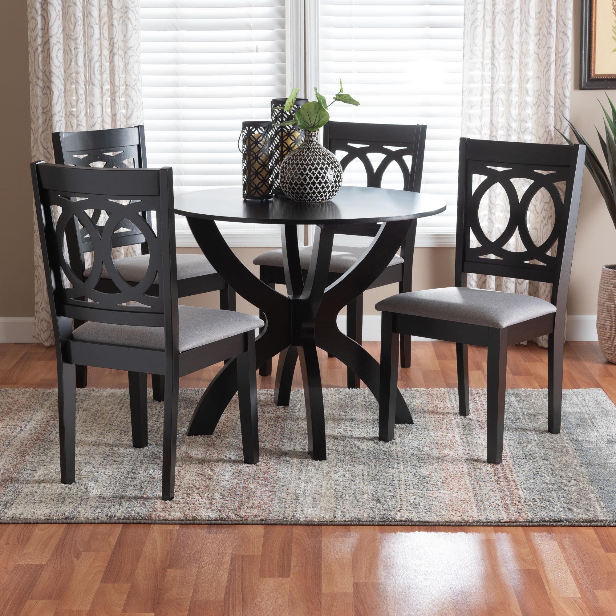 Dining Set, 5-Piece, Grey/Espresso Brown