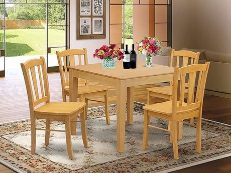 Oxford 5 Piece Modern Set Includes a Square Wooden Table and 4 Kitchen Dining Chairs,