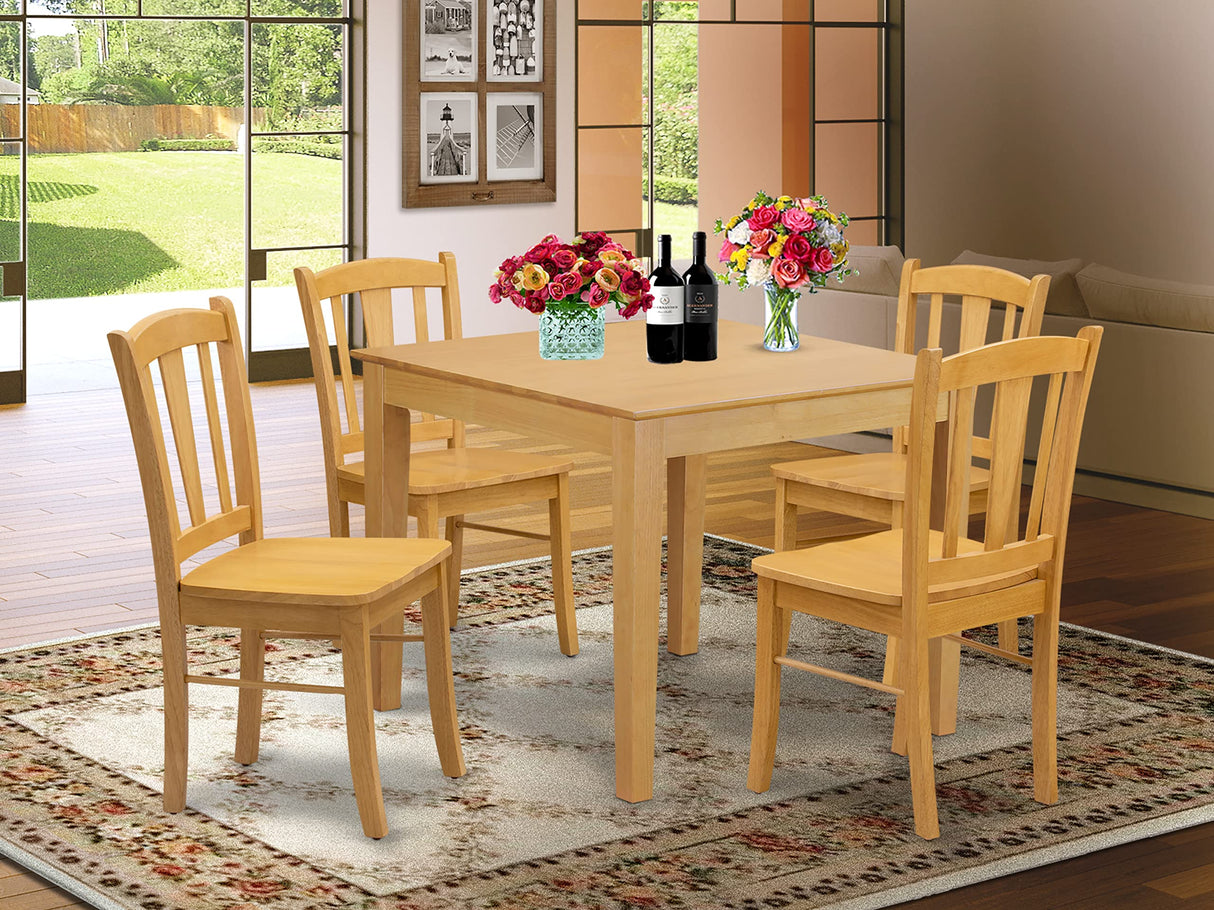 Oxford 5 Piece Modern Set Includes a Square Wooden Table and 4 Kitchen Dining Chairs,