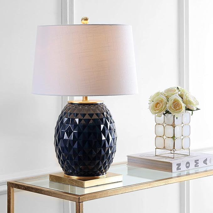 25.5" LED Glass/Metal Table Lamp Contemporary Transitional Bedside Desk Nightstand Lamp