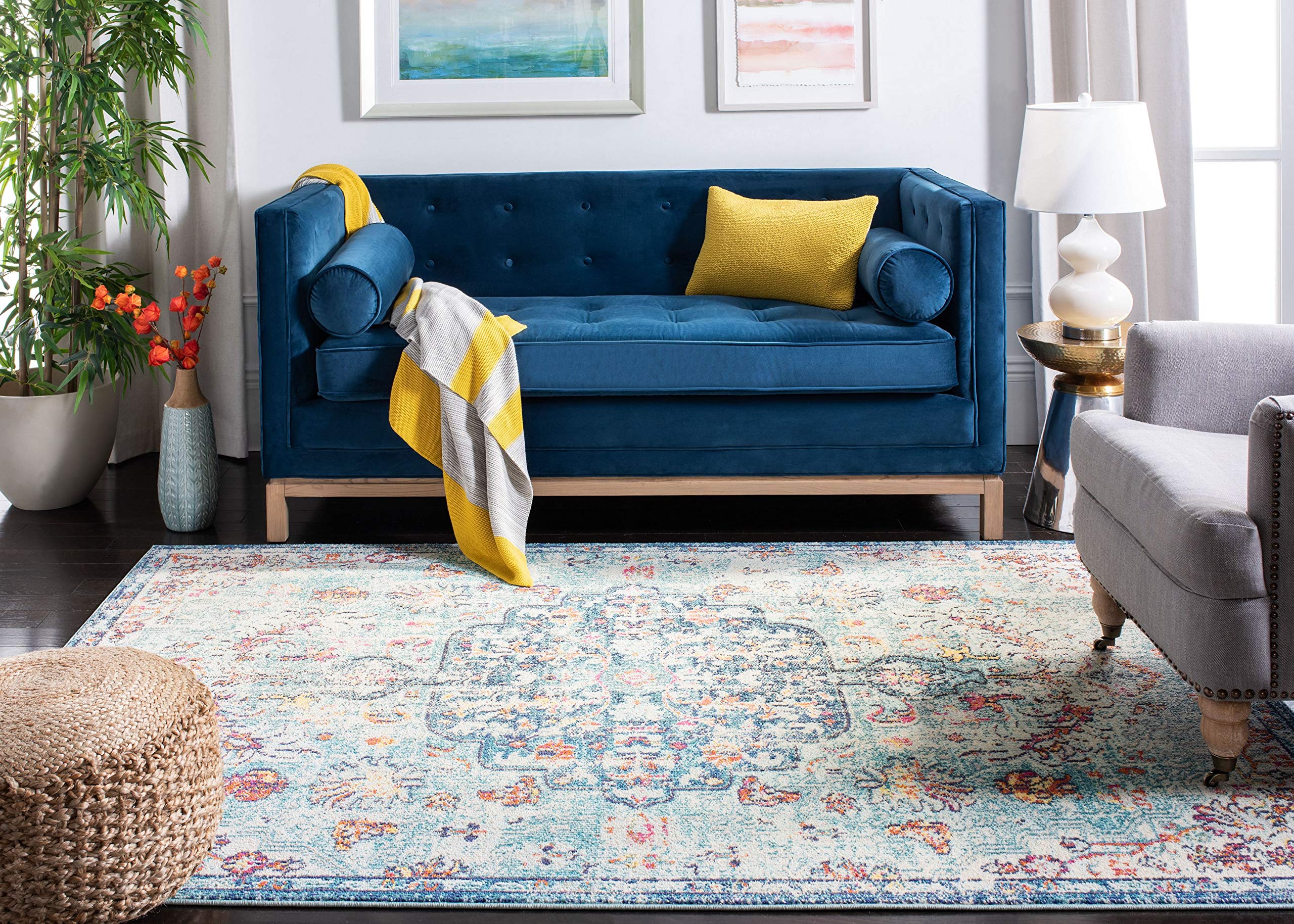 Madison Collection Area Rug - 8' x 10', Navy & Light Blue
