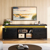 75 Inch TV Stand with LED Lights and Power Outlets