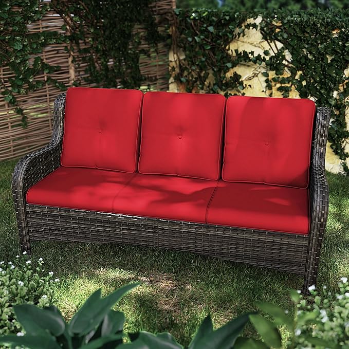 73'' Outdoor Patio Couch Wicker Sofa - 3 Seater Rattan Sofa