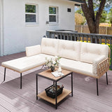 Love Seat Patio Sofa, All-Weather Wicker Loveseat Patio Sectional Furniture