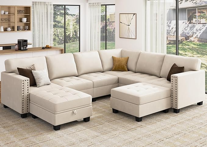 4-in-1 Convertible Sleeper Sectional Sofa with Adjustable Backrest – 7/8/9 Seaters