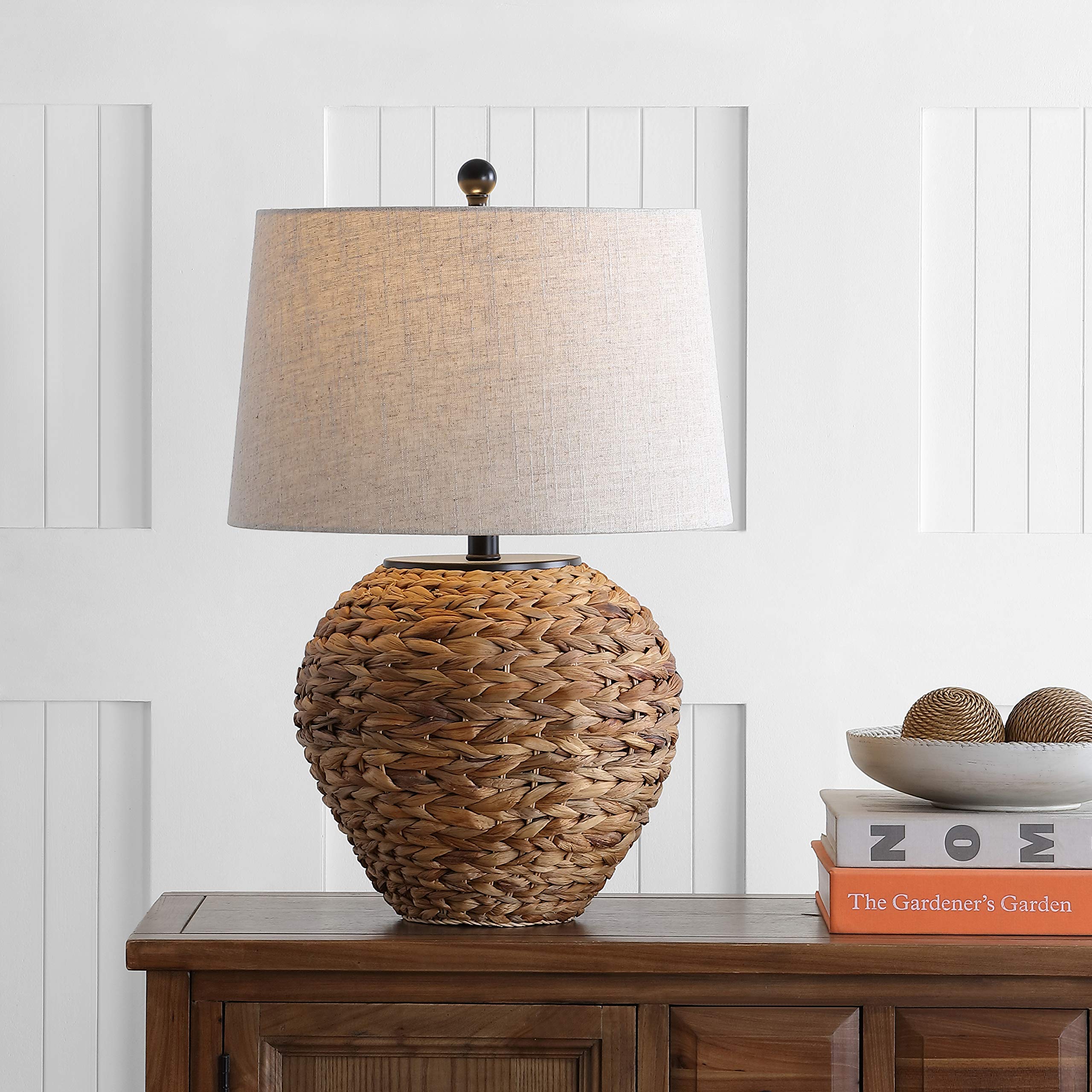 Banana Leaf Basket LED Table Lamp Coastal Cottage Industrial Bedside Desk