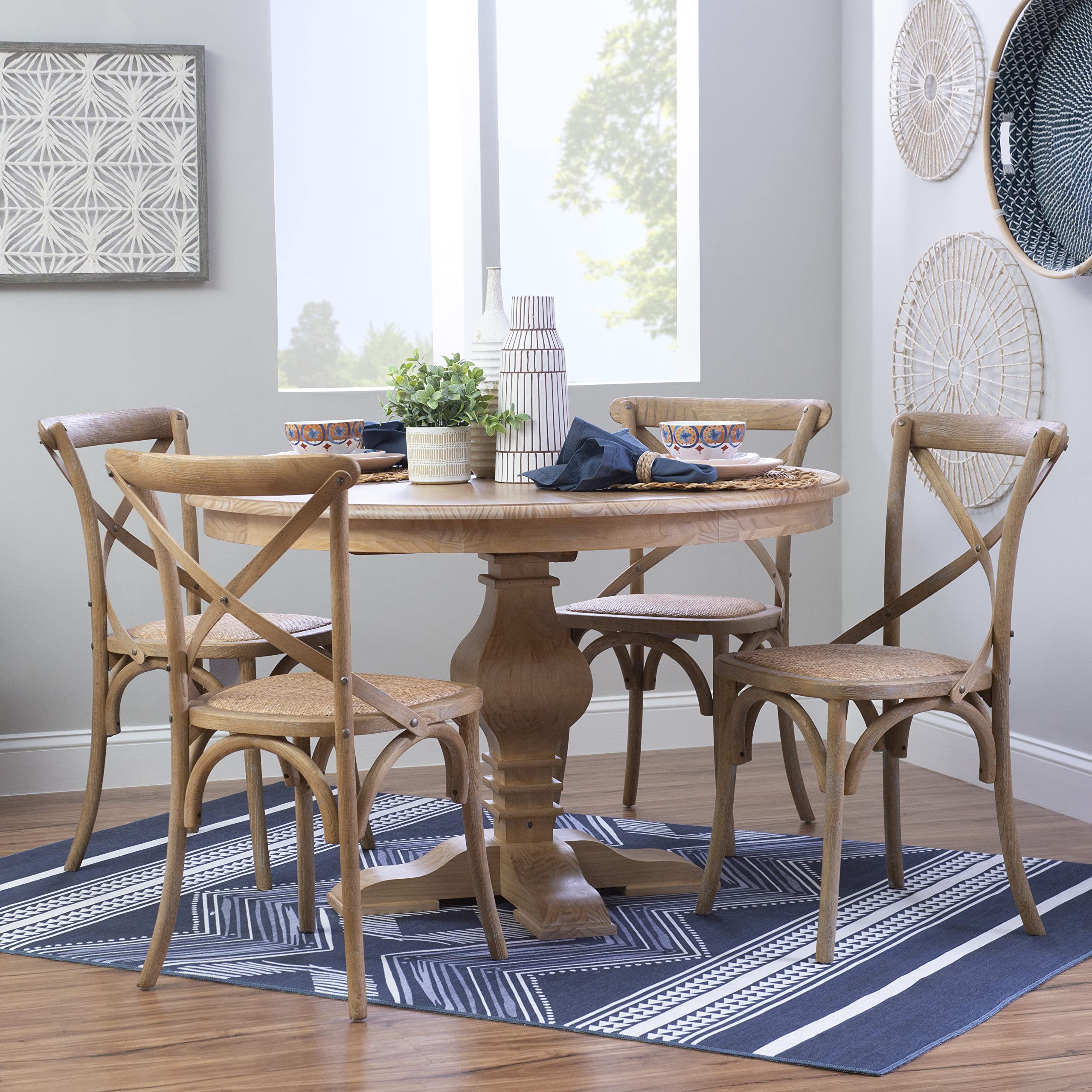 Rustic Honey Natural Pedestal Round Top Sophia Dining Table