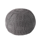 Berlin Casual Knitted Filled Ottoman Pouf 14" x 20" x 20" Grey