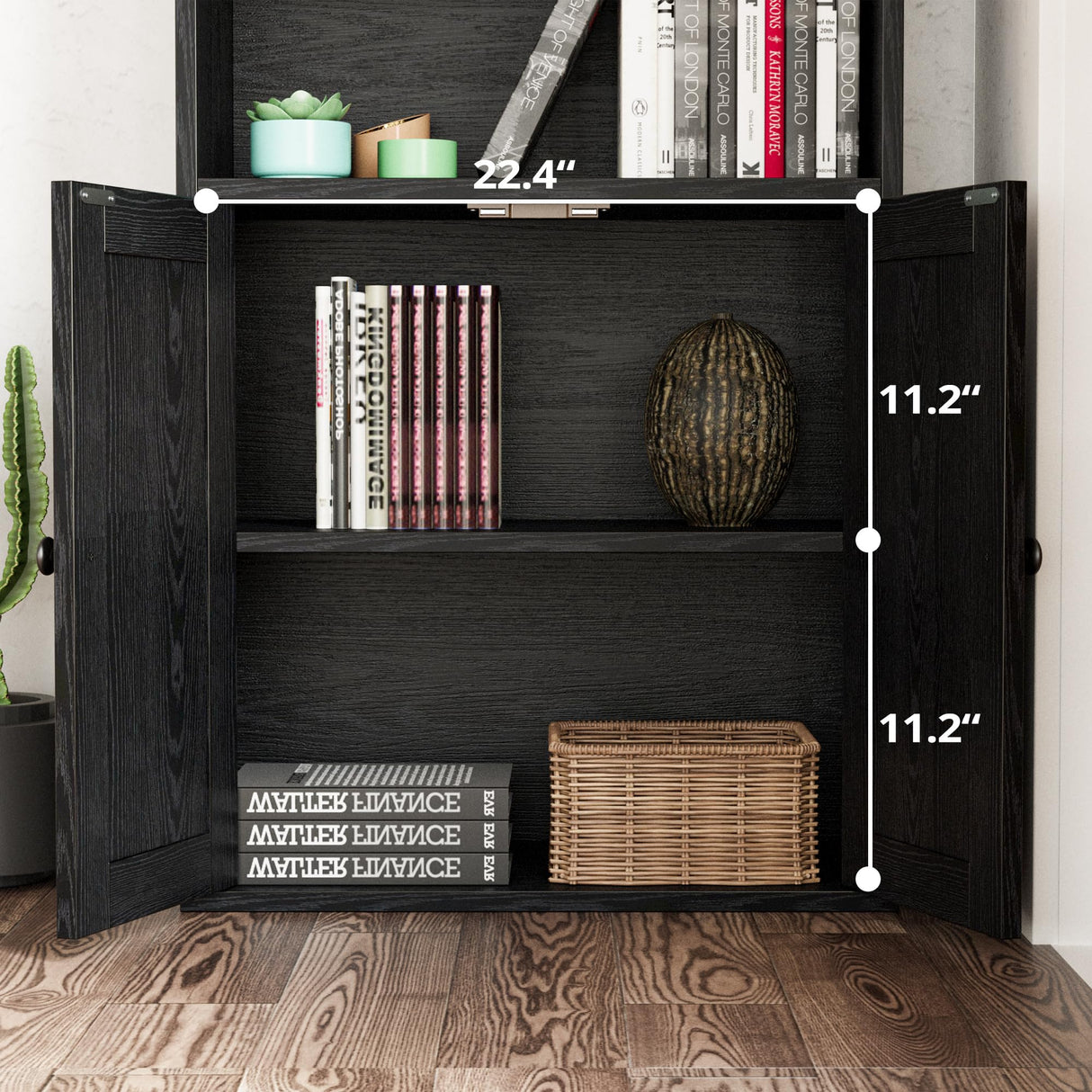 Industrial Bookshelves and Bookcases with Doors 11.8in Depth Floor