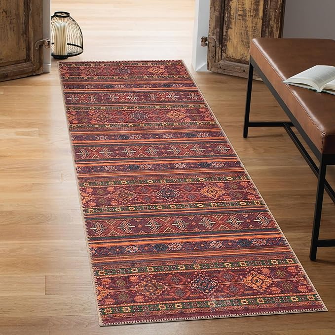 Machine Washable Area Rugs with Non-Slip Backing, Ideal for Hallway, Living Room