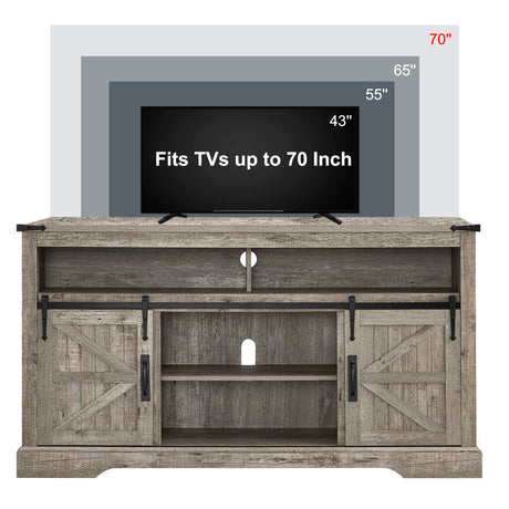 Farmhouse TV Stand for 65+ Inch TV, 33" Tall Highboy Entertainment Center