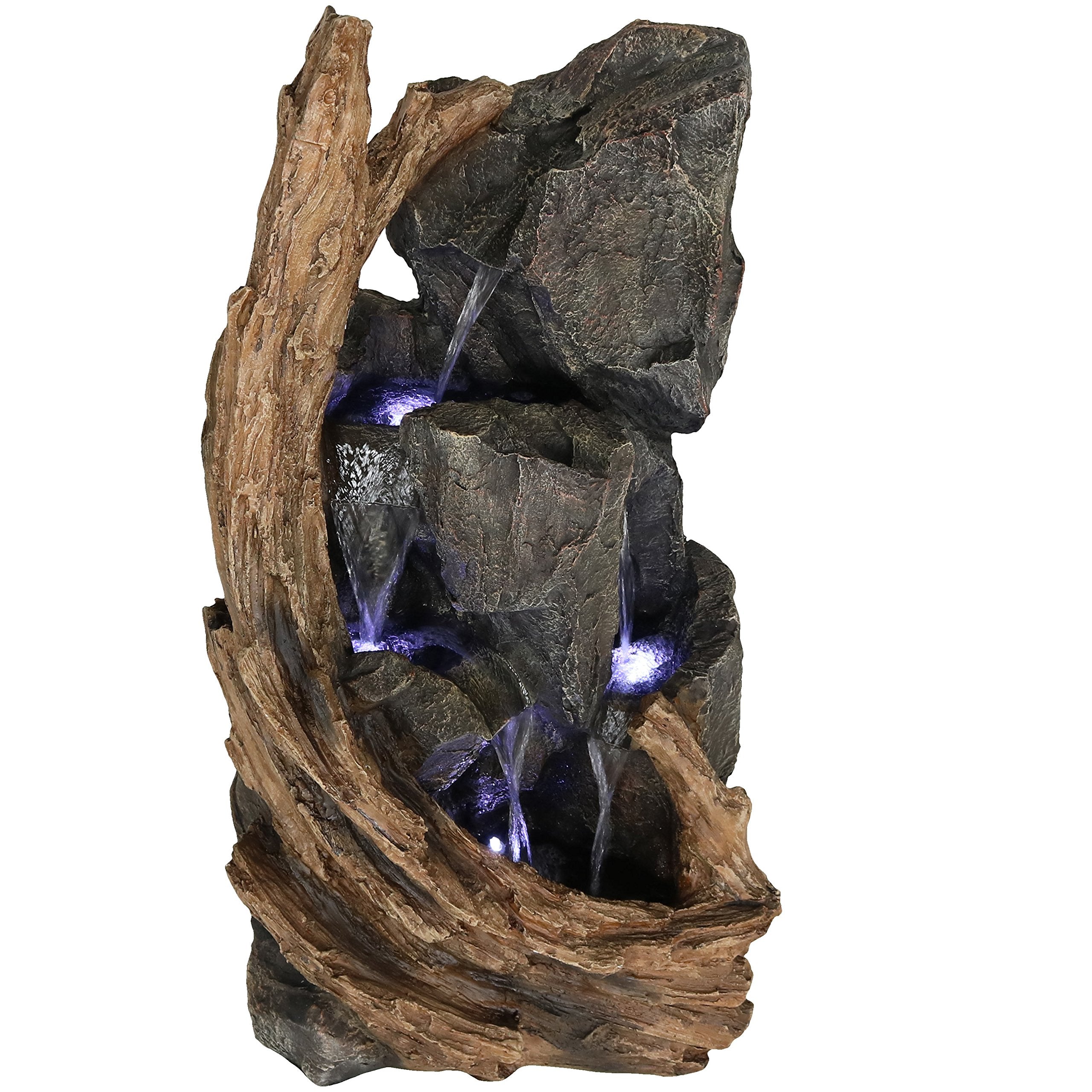 35-Inch Mountainside Rock Waterfall Fountain - Large Outdoor Water Fountain