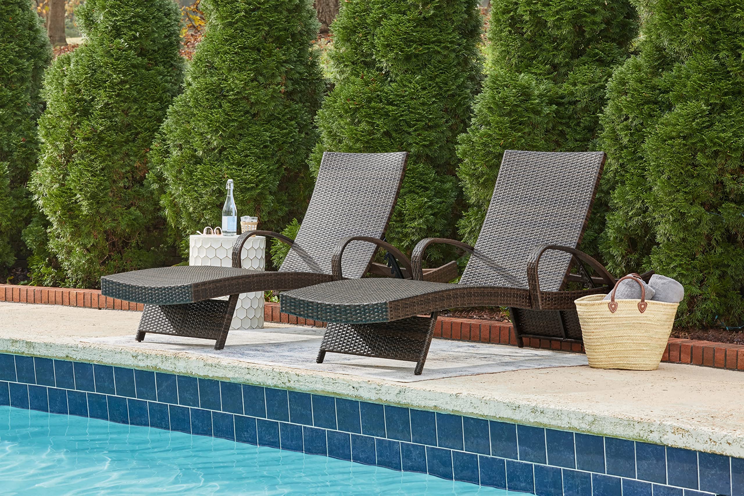 Outdoor Kantana 2 Piece Patio Wicker Chaise Lounge Set, Brown