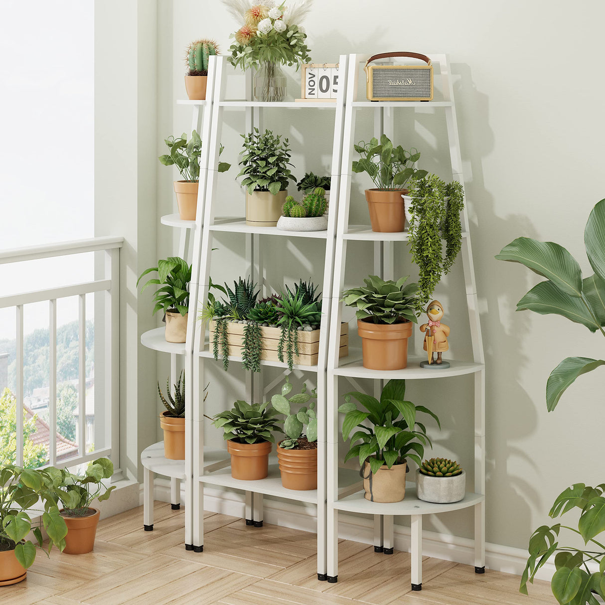 Minimalist 4-Tier Corner Ladder Shelf – Space Saving Display Stand