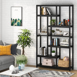 Tribesigns 79 Inch Bookshelf, 7-Tier Tall Bookcase with 10-Open Shelf, Wood and Metal Book Shelf Storage Shelves for Bedroom, Living Room and Home Office, Black