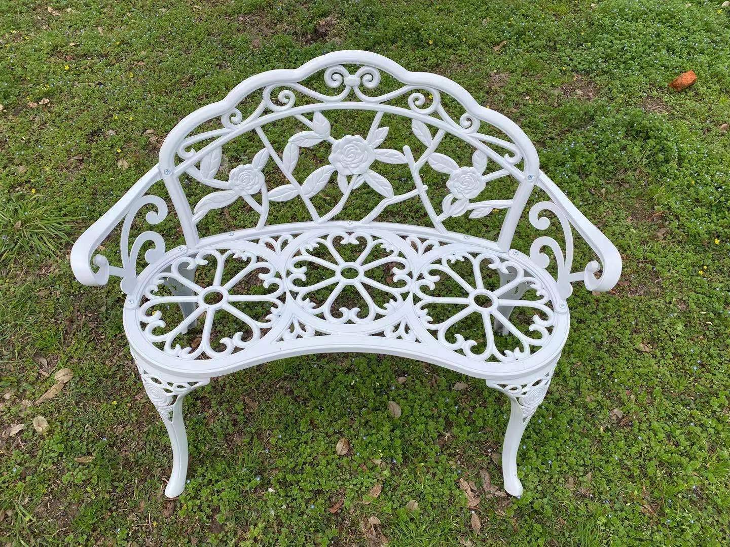 Patio Balcony Bench Double Seat, Anti-Rust Cast Aluminum Patio Garden Bench
