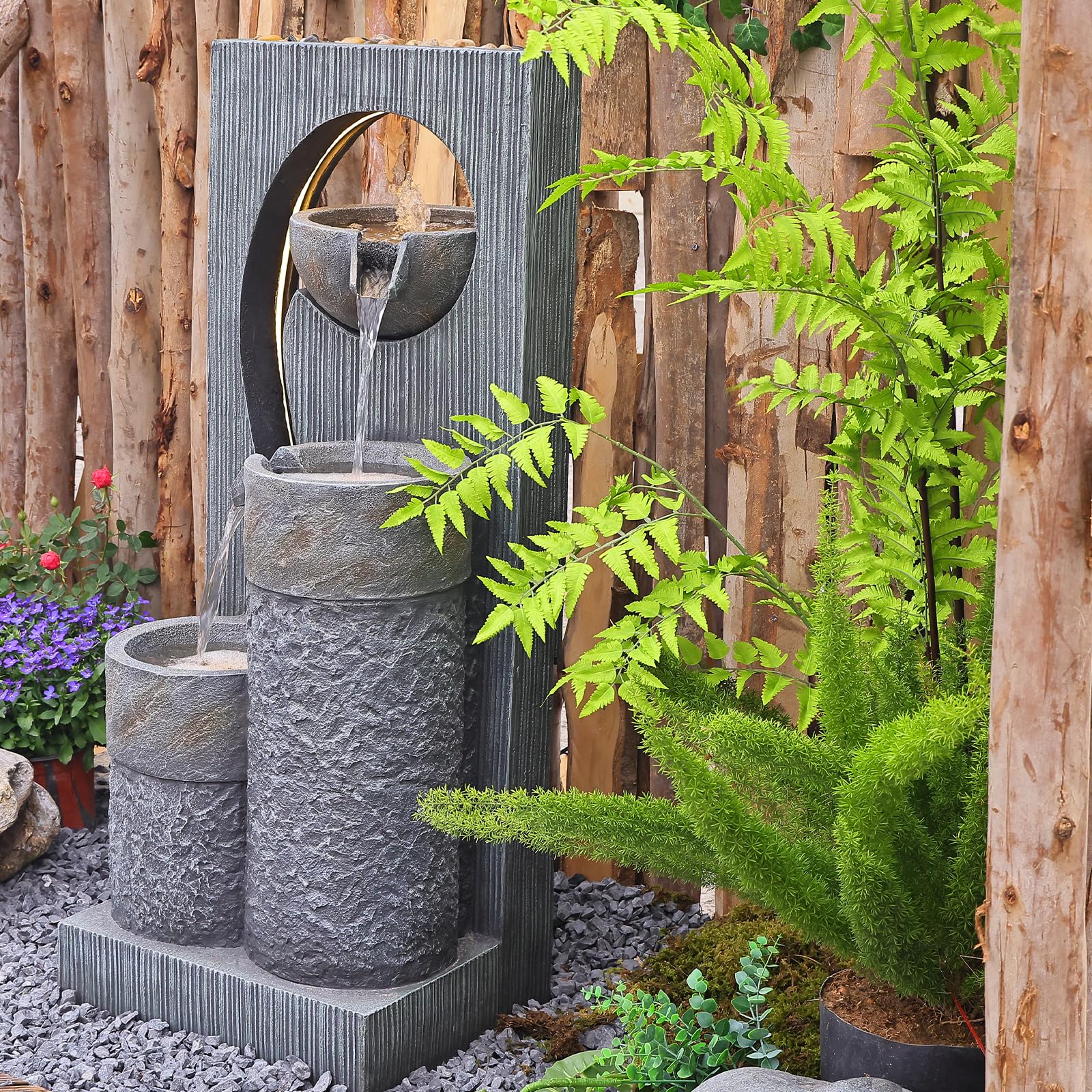 Outdoor Water Fountain Garden Waterfall - Large Indoor Fountains Modern Freestanding