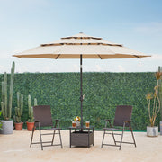 3-Tier Patio Umbrella 10ft Vented Outdoor Canopy Sun Shade Large Market Table Umbrella
