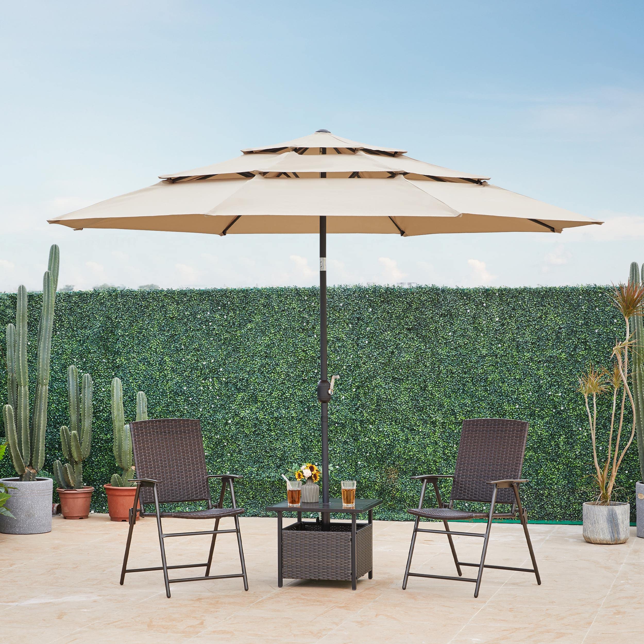 3-Tier Patio Umbrella 10ft Vented Outdoor Canopy Sun Shade Large Market Table Umbrella