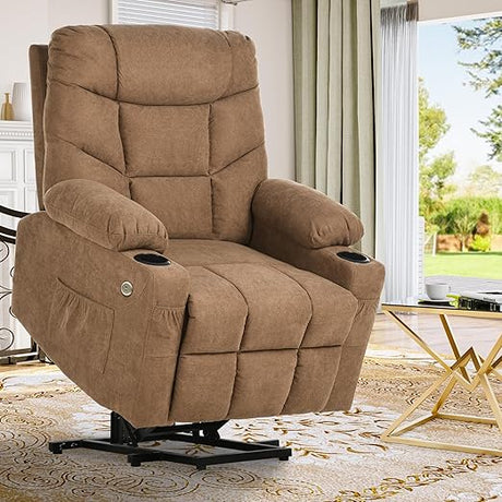 Electric Power Lift Recliner Chair for Elderly, Faux Leather Recliner Chair with Massage