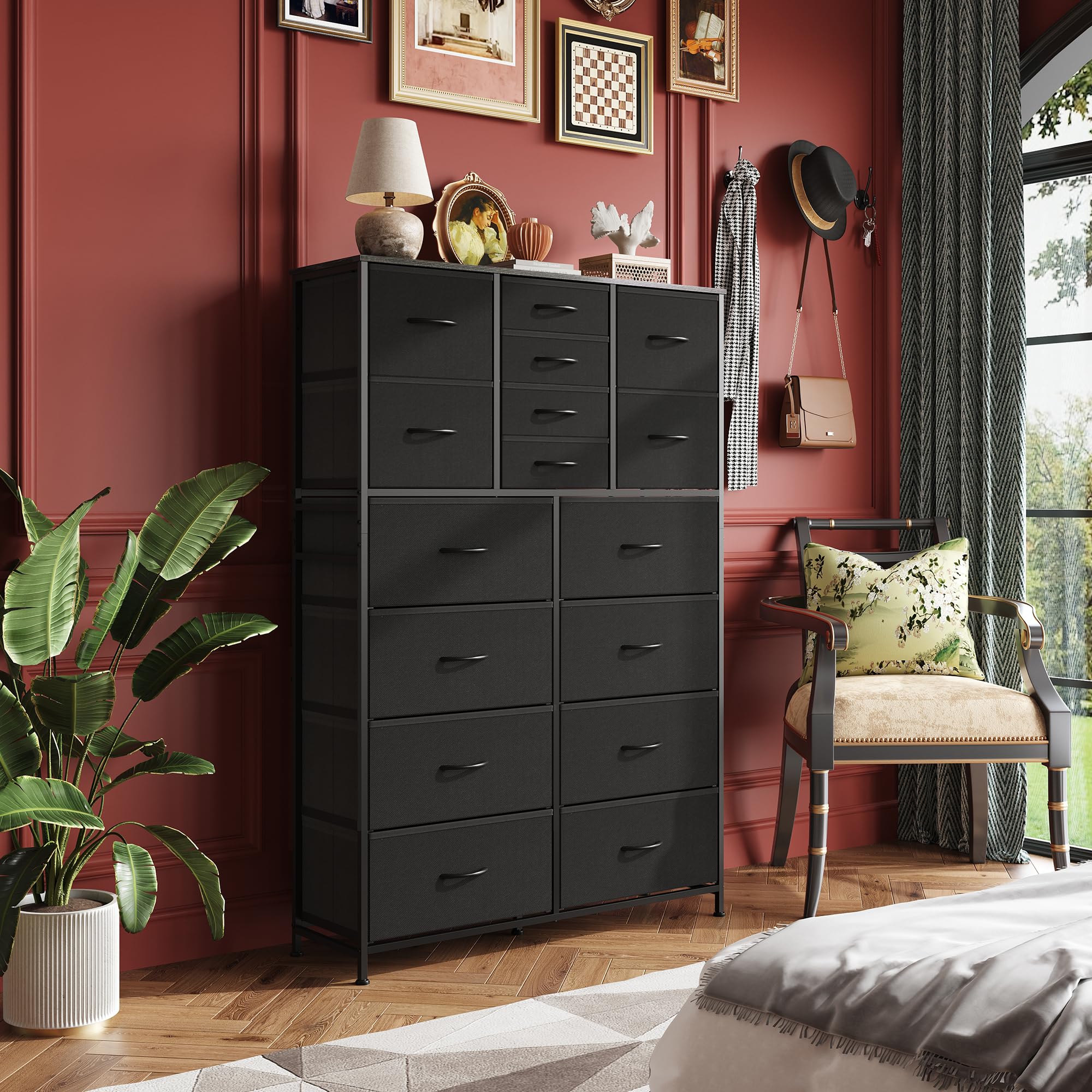 Tall Dresser for Bedroom, Fabric Dresser Storage Tower with 16 Drawers