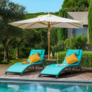 Outdoor Lounge Chairs Set 3 Pieces Adjustable Chaise Lounge