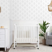 Lind 3-in-1 Convertible Mini Crib in White, Removable Wheels, Greenguard Gold Certified